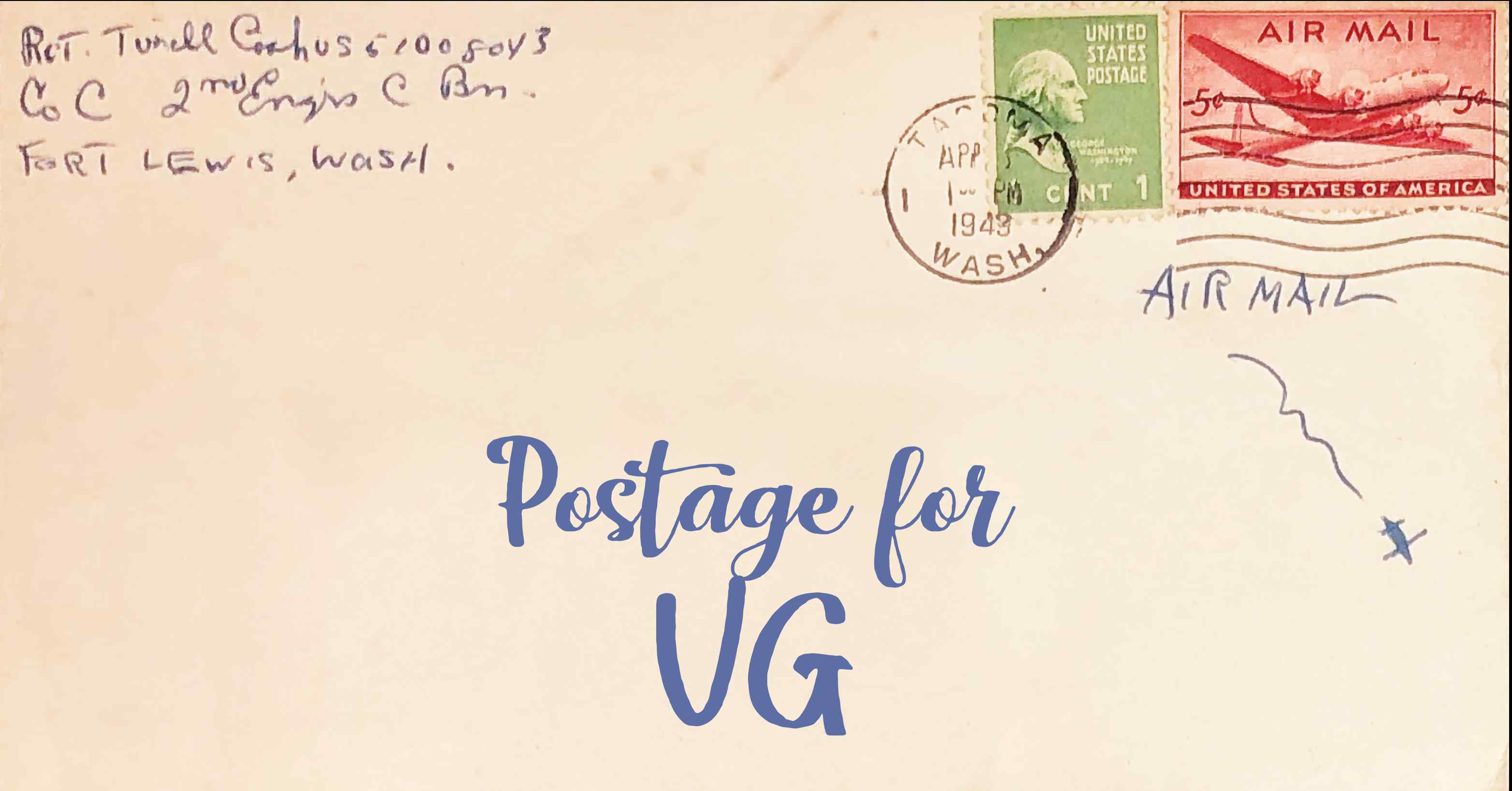 Photo of an old envelope reading 'Postage for British Virgin Islands'