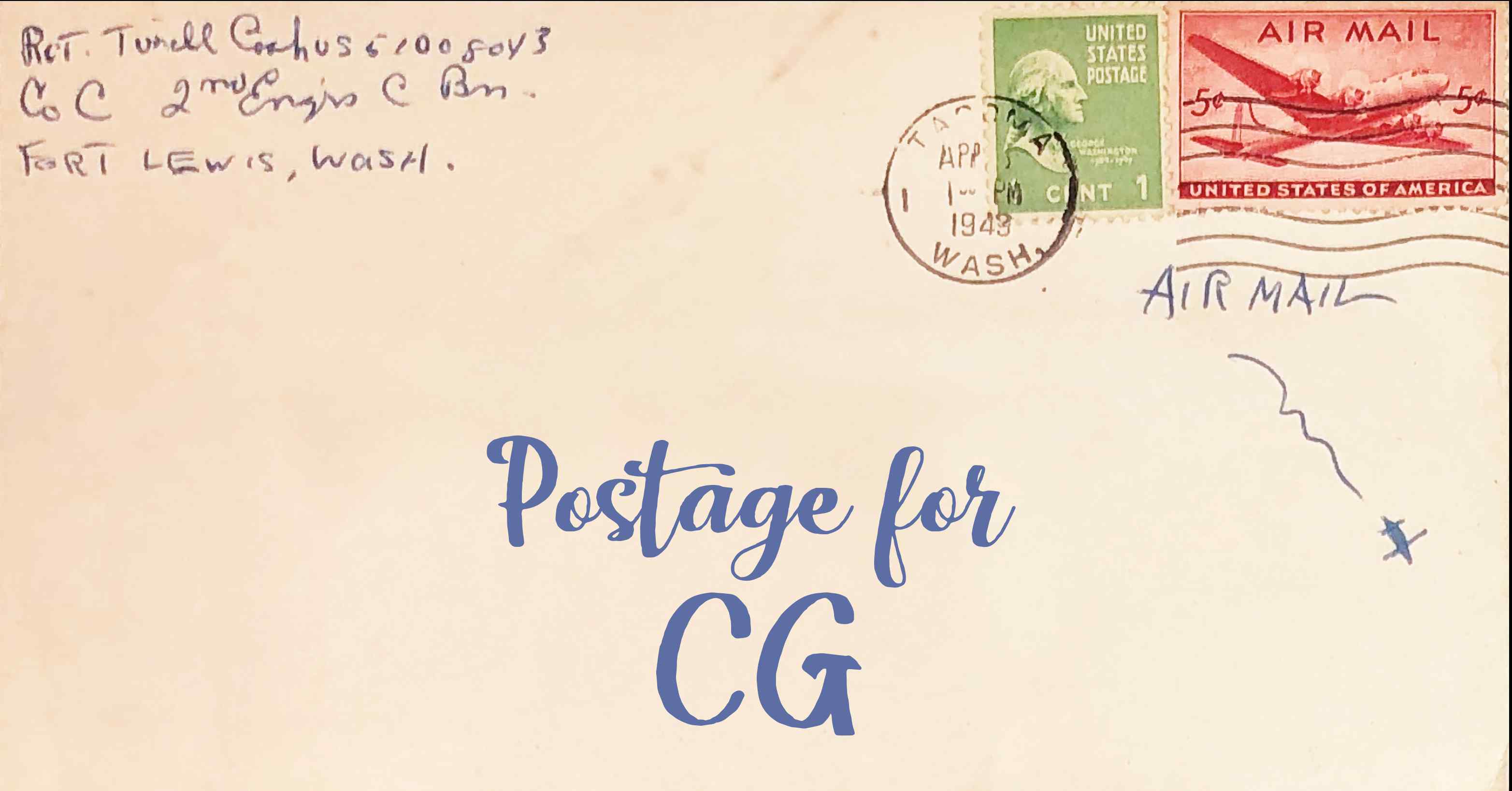 Photo of an old envelope reading 'Postage for Congo, Republic of the'
