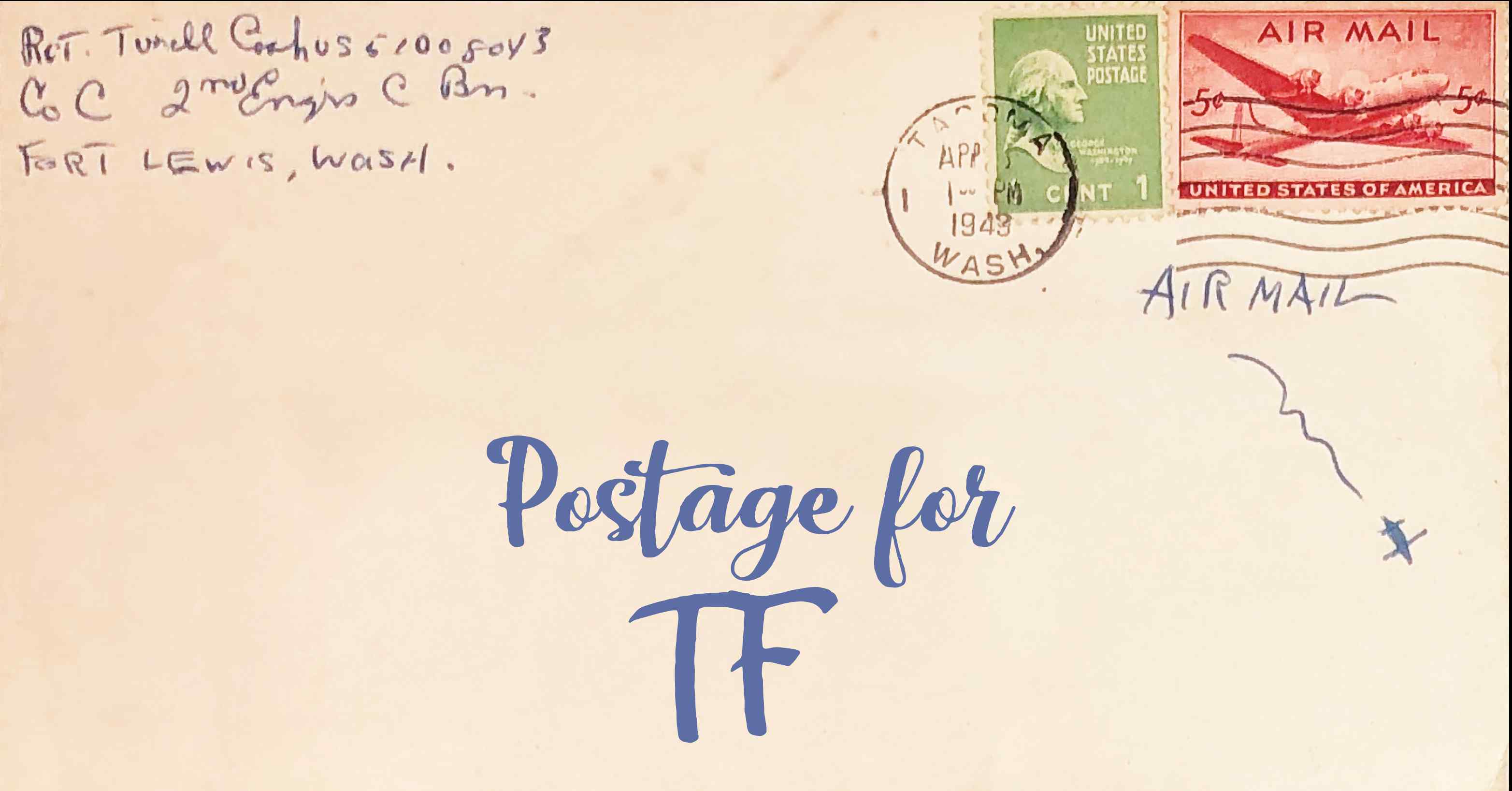Photo of an old envelope reading 'Postage for French Southern Territories'