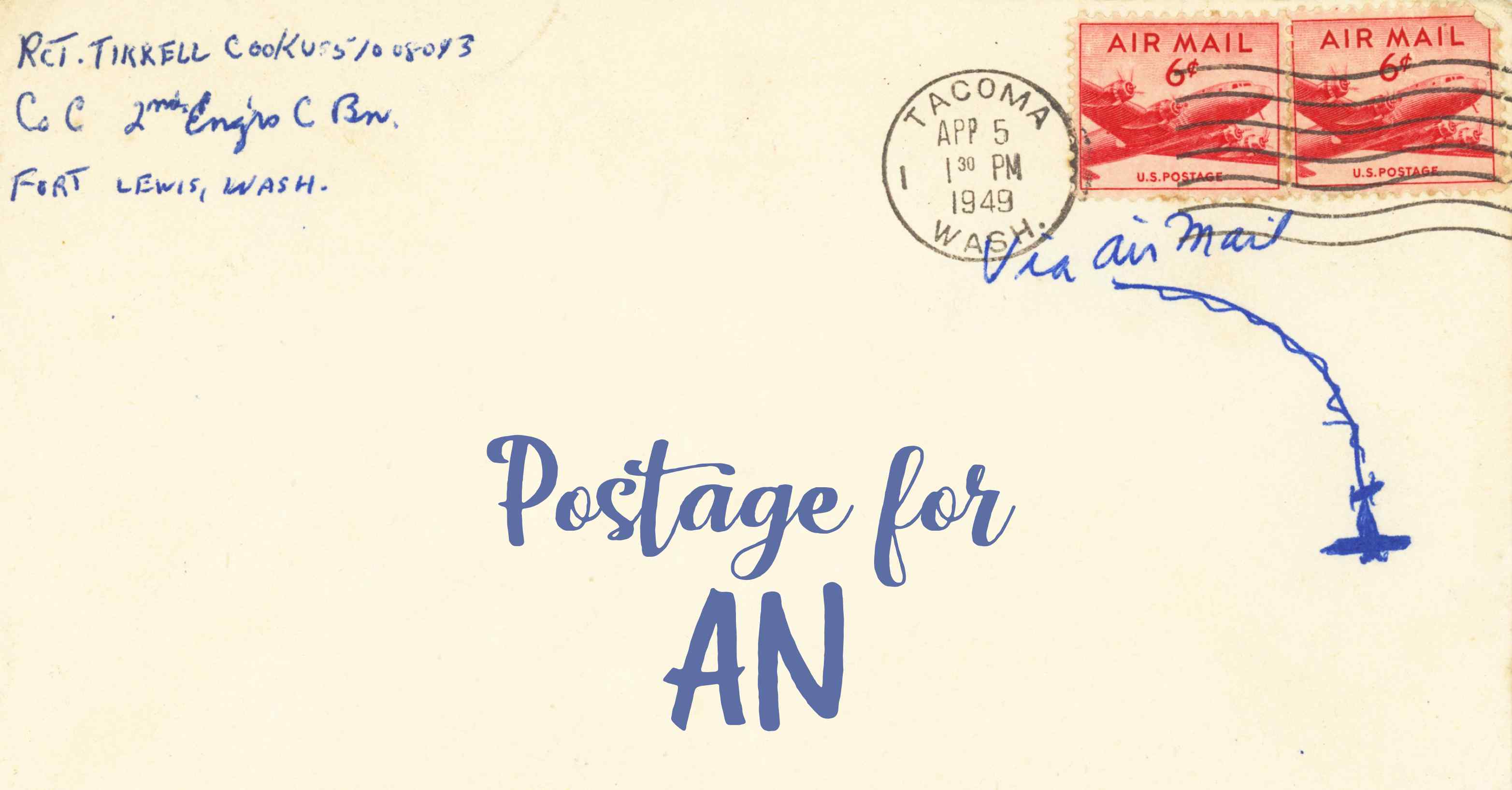 Photo of an old envelope reading 'Postage for Netherlands Antilles'