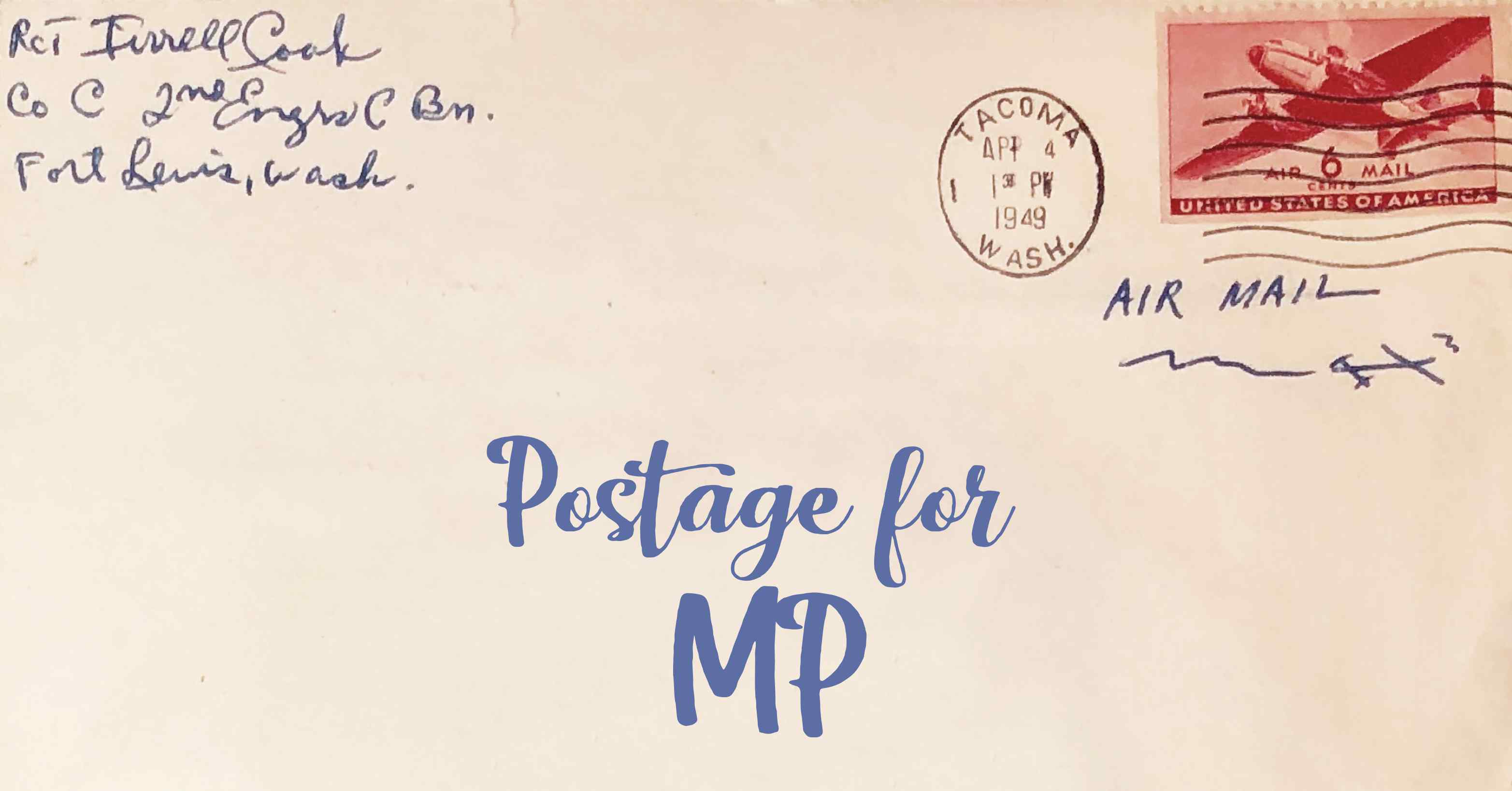 Photo of an old envelope reading 'Postage for Northern Mariana Islands'