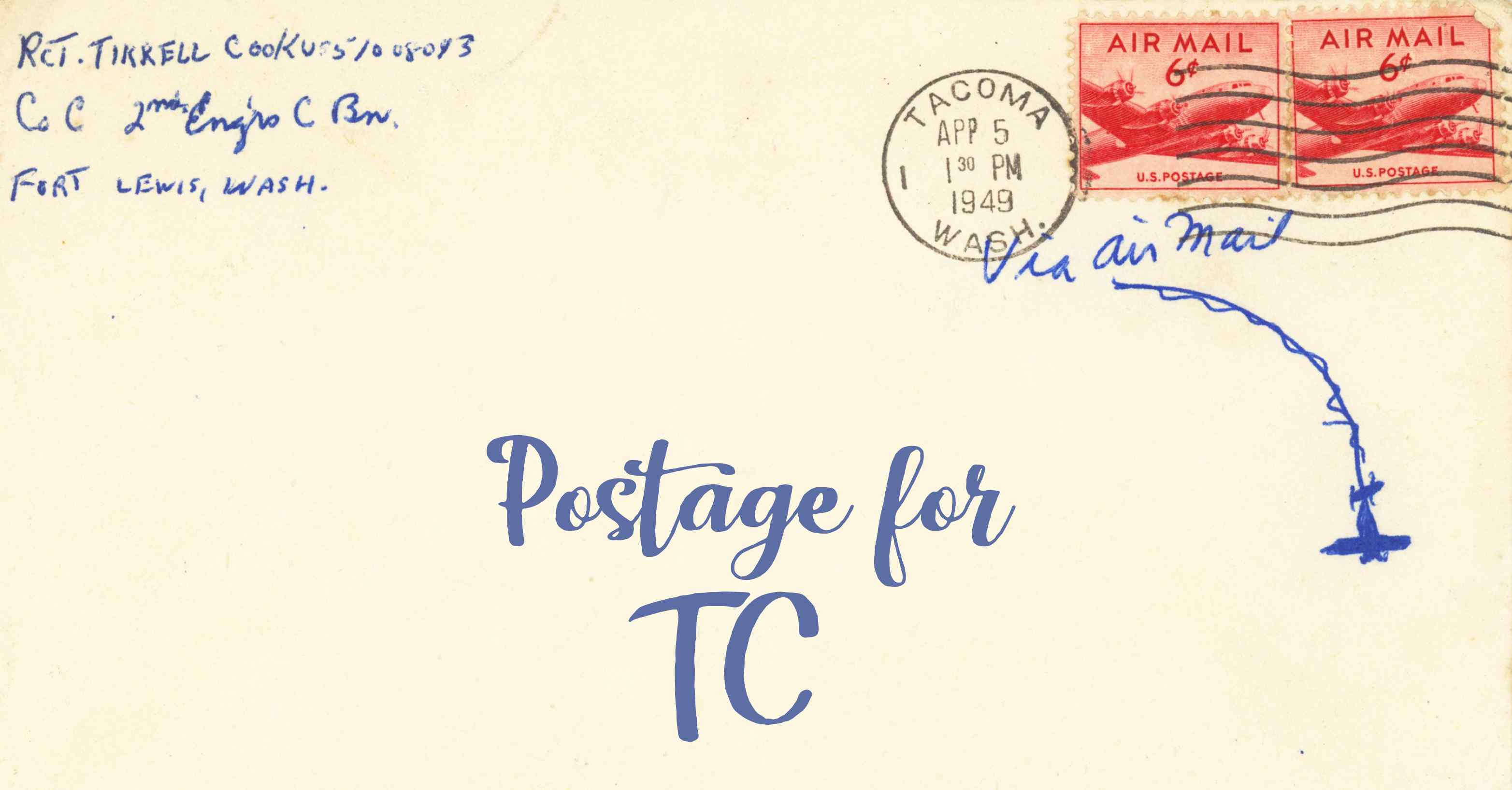 Photo of an old envelope reading 'Postage for Turks and Caicos Islands'